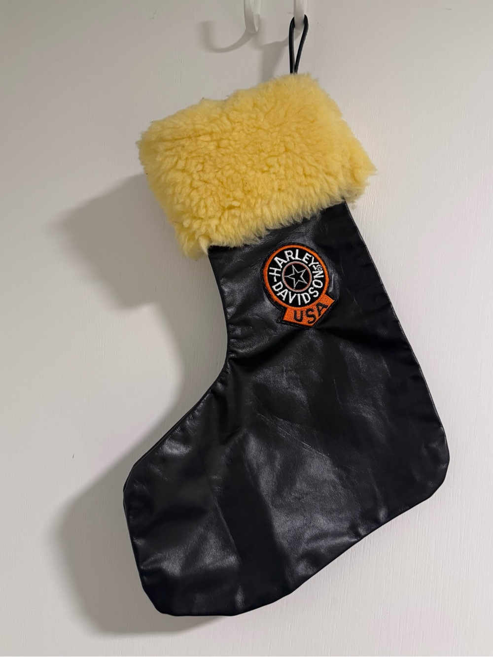 Giant Big Vintage Harley Davidson Christmas Stocking Leather Motorcycle Xmas VNT